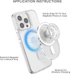 PopSockets Phone Grip Compatible with MagSafe®, Phone Holder, Wireless Charging Compatible, Pill-Shaped Grip – Clear