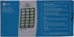 AT&T 210 Basic Trimline Corded Phone, No AC Power Required, Wall-Mountable, White