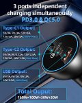 160W USB C Car Charger, Baseus Type C Car Charger, QC5.0 PD3.0 PPS 3 Ports Super Fast Charging Car Phone Charger Adapter for iPhone 15 14 13 Pro, Samsung S22 iPad MacBook Pro