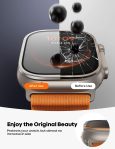 Lamicall Titanium Screen Protector for Apple Watch Ultra 2/Ultra – [Enjoy Original Beauty] Aviation Titanium Bumper Frame Case Cover, 2Pack Tempered Glass Film [Sensitive Touch] for iWatch Ultra 49mm