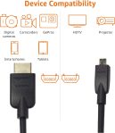 Amazon Basics Micro HDMI to HDMI Display Cable, 18Gbps High-Speed, 4K@60Hz, 2160p, 48-Bit Color, Ethernet Ready, 6 Foot, Black
