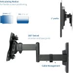 VIVO Full Motion Wall Mount for up to 27 inch LCD LED TV and Computer Monitor Screens, Tilt and Swivel Bracket with Max 100x100mm VESA, Black, MOUNT-VW01M