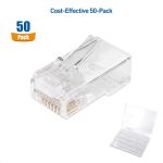 Cable Matters 50-Pack Cat 6 Pass Through RJ45 Connectors (Cat 6 Ends / Cat6 Connector / RJ45 Modular Plugs/Ethernet Plugs/Network Connector) for Solid or Stranded UTP Ethernet Cable