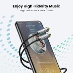 UGREEN Headphone Splitter 3.5mm Audio Stereo Y Splitter Aux Extension Cable Male to Female Dual Headphone Jack Adapter for Earphone Compatible with iPhone Samsung iPad Tablet Laptop, Black