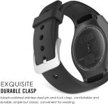 MoKo Watch Band Compatible with Samsung Gear S2, Soft Silicone Replacement Sport Band fit Gear S2 (SM-R720 / SM-R730 ONLY) Smart Watch, NOT FIT S2 Classic (SM-R732 & SM-R735), NOT FIT Gear Fit2, Black