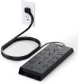 PD20W Power Strip Surge Protector(4800J), LeZone 10ft Long Extension Cord with 12 Outlets 2 USB C 2 USB Ports, Flat Plug Wall Mount, Desk Charging Station, Collage Dorm Essentials