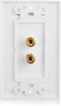 Cable Matters 2-Pack Speaker Wire Wall Plate, Gold Plated Speaker Wall Plate, Banana Plug Wall Plate for 1 Speaker, White