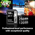 Lexar 128GB Professional 1667x SDXC Memory Card, UHS-II, C10, U3, V60, Full-HD & 4K Video, Up To 250MB/s Read, for Professional Photographer, Videographer, Enthusiast (LSD128CBNA1667)