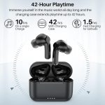 TOZO NC2 Hybrid Active Noise Cancelling Wireless Earbuds, in-Ear Detection Headphones, IPX6 Waterproof Bluetooth 5.3 Stereo Earphones, Immersive Sound Premium Deep Bass Headset Matte Black