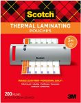 Scotch Thermal Laminating Pouches, 200 Count, Clear, 3 mil., Laminate Business Cards, Banners and Essays, Ideal Office or School Supplies, Fits Letter Sized (8.9 in. × 11.4 in.) Paper