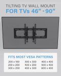 SANUS Tilting TV Wall Mount for Large TVs Up to 90” – Premium Tilt Mount w/Universal Fit – Smooth 5.7″ Extension Allows for Cable Management – Includes Hardware & Drill Template for Easy Install