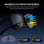 Razer Anzu Smart Glasses Blue Light Filtering & Polarized Sunglass Lenses – Low Latency Audio – Built-in Mic & Speakers – Touch & Voice Assistant Compatible – 5hrs Battery – Rectangle/Small
