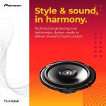 PIONEER TS-F1634R, 2-Way Coaxial Car Audio Speakers, Full Range, 6.5″ Round Speakers, 200W Max, Enhanced Bass Response, Easy Installation, Black Car Speakers