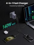 UGREEN Nexode Pro 160W USB C Charger, 4-Port PD 3.1 GaN Compact Fast PPS Wall Charger for MacBook Pro 16” M2, Pixelbook, Dell XPS, iPad Pro, iPhone 15 Pro/14, Galaxy S23, Pixel 8, Steam Deck