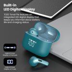 TOZO Tonal Fits T21 Wireless Earbuds, 5.3 Bluetooth Headphone, Sem in Ear with Dual Mic Noise Cancelling, IPX8 Waterproof, 44H Playback Stereo Sound with Power Display Wireless Charging Case Green