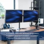 VIVO Dual LED LCD Monitor Mount, Free-Standing Desk Stand for 2 Screens up to 32 Inch, Heavy-Duty Fully Adjustable Arms with Max VESA 100x100mm, Black, STAND-V032F