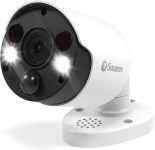 Swann Home Security Camera, POE Cat5e NVR 4K HD Video, Indoor or Outdoor Wired Surveillance CCTV, Color Night Vision, Heat Motion Detection, LED Lights, Metal Housing, Face Recognition, 2-Way Talk
