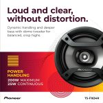 PIONEER TS-F1634R, 2-Way Coaxial Car Audio Speakers, Full Range, 6.5″ Round Speakers, 200W Max, Enhanced Bass Response, Easy Installation, Black Car Speakers