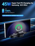 UGREEN 63W USB C Car Charger Adapter, PPS 45W Super Fast Charging 2.0 + 18W QC Type C Car Charger, Dual USB Car Charger for Galaxy S24/S23/S22/S21/S20/Note 20 Series, iPhone 15/14/13/12/iPad/MacBook