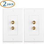 Cable Matters 2-Pack Speaker Wire Wall Plate, Gold Plated Speaker Wall Plate, Banana Plug Wall Plate for 1 Speaker, White