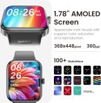 TOZO S4 AcuFit One Smart Watch 1.78″ AMOLED Screen for Men Women, Bluetooth Call Dial Fitness Tracker, Heart Rate and Blood Oxygen, Sleep Monitor, IP68 Waterproof, Workout for iOS Android