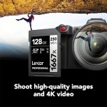 Lexar 128GB Professional 1667x SDXC Memory Card, UHS-II, C10, U3, V60, Full-HD & 4K Video, Up To 250MB/s Read, for Professional Photographer, Videographer, Enthusiast (LSD128CBNA1667)