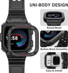 Fintie Bands with Case Compatible with Fitbit Versa 4/3 / 2/1 / Versa Lite/Fitbit Sense 2 / Sense, Protective Case Strap Rugged Sport Band Men