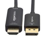 Amazon Basics DisplayPort to HDMI Display Cable, Uni-Directional, 4k@60Hz, 1920×1200, 1080p, Gold-Plated Plugs, 3 Foot, Black