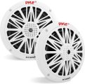 Pyle 6.5 Inch Dual Marine Speakers – 2 Way Waterproof and Weather Resistant Outdoor Audio Stereo Sound System with 200 Watt Power, Poly Carbon Cone and Butyl Rubber Surround – 1 Pair – PLMR62 (White)