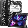 Fintie SlimShell Case for iPad Pro 11-inch (4th / 3rd Generation) 2022/2021 – Soft Flexible TPU Stand Back Cover with Pencil Holder, Also Fit iPad Pro 11″ 2nd / 1st Gen, Composition Book