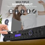 Pyle 5 Channel Rack Mount Bluetooth Receiver, Home Theater Amp, Speaker Amplifier, Bluetooth Wireless Streaming, MP3/USB/SD/AUX/FM Radio, 200 Watt, with Digital ID3 LCD Display – PDA7BU, Black