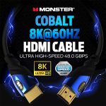Monster 6Ft Ultra High-Speed Cobalt 2.1 HDMI Electronic Cable – 48Gbps with eARC, 8K at 60Hz for Superior Video Sound Quality for Playstation PS5, Xbox Series X, Roku, Apple, Smart Television