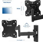 VIVO Full Motion Wall Mount for up to 27 inch LCD LED TV and Computer Monitor Screens, Tilt and Swivel Bracket with Max 100x100mm VESA, Black, MOUNT-VW01M