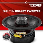 DS18 PRO-ZT6 6.5-Inch 2 Way Pro Audio Midrange Speakers with Built-in Bullet Tweeter 4-Ohms 450W Max 225W RMS Water Resistant – Black Metal Mesh Grill Included (1 Speaker)