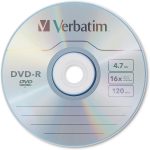 Verbatim DVD-R Blank Discs AZO Dye 4.7GB 16X Recordable Disc – 50 Pack Spindle,Silver