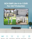 ZOSI H.265+ 5MP 3K Lite 8 Channel CCTV DVR Recorder, AI Human Vehicle Detection, Alert Push, Hybrid Capability 4-in-1(Analog/AHD/TVI/CVI) Full 1080p HD Surveillance DVR for Security Camera (1TB HDD)