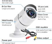 ZOSI 2.0MP HD 1080p 1920TVL Security Camera Outdoor Indoor (Hybrid 4-in-1 HD-CVI/TVI/AHD/960H Analog CVBS),36PCS LEDs,120ft IR Night Vision,105° View Angle Weatherproof Surveillance CCTV Bullet