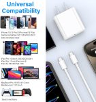 iPhone 15 Charger, 3 Pack 20W USB-C Wall Charger with 6ft USB C to USB C Cable for iPhone 15/15 Plus/15 Pro/15 Pro Max/iPad Mini 6,iPad Air4,iPad Pro 12.9