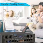 Pyle 500W Karaoke Wireless Bluetooth Amplifier – 4 Channel Stereo Audio Receiver with AUX IN, FM Radio, RCA Subwoofer Speaker OUT, USB, Microphone IN with Echo, 500W Peak Power into 4-8 OHMS – PTA44BT