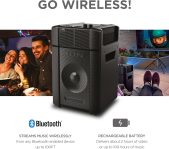 ION Portable Outdoor LED Projector with 30W Speakers, Bluetooth, Rechargeable Battery, Mic, USB and HDMI Connections
