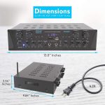 Pyle 500W Karaoke Wireless Bluetooth Amplifier – 4 Channel Stereo Audio Receiver with AUX IN, FM Radio, RCA Subwoofer Speaker OUT, USB, Microphone IN with Echo, 500W Peak Power into 4-8 OHMS – PTA44BT