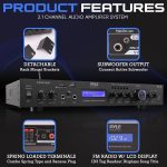 Pyle 5 Channel Rack Mount Bluetooth Receiver, Home Theater Amp, Speaker Amplifier, Bluetooth Wireless Streaming, MP3/USB/SD/AUX/FM Radio, 200 Watt, with Digital ID3 LCD Display – PDA7BU, Black