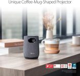 ASUS ZenBeam Latte L1 Portable Wi-Fi Projector- 300 Lumens Projector, Built-in Harman Kardon Bluetooth Speaker, 3 Hours Video Playback, Wireless WiFi Projector, HDMI, USB, Remote Control, AptoideTV