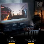 KODAK FLIK HD9 Smart Projector | Mini White Portable Indoor & Outdoor Movie with Android TV Streaming Apps, Wi-Fi and Bluetooth, Built-In Speakers & Voice Remote | FHD 1080p for Screens Up to 120”