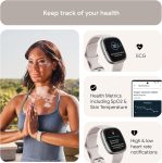 Fitbit Sense 2 Advanced Health and Fitness Smartwatch with Tools to Manage Stress and Sleep, ECG App, SpO2, 24/7 Heart Rate and GPS, Lunar White/Platinum, One Size (S & L Bands Included)