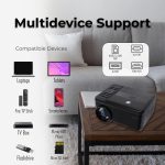 RCA DVD PROJECTOR WITH SPEAKER BUILT IN – Mini Portable Projector with Bluetooth – Indoor/Outdoor Projector and Screen Package – HDMI/AV/VGA/Micro SD Compatible – Quiet Fan System – 1920×1080 Res