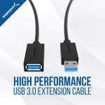 SABRENT 22AWG USB 3.0 Extension Cable A Male to A Female [Black] 6 Feet (CB-3060)
