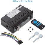 Pyle Marine Bluetooth Stereo Radio – 12v Single DIN Style Boat In dash Radio Receiver System with Built-in Mic, Digital LCD, RCA, MP3, USB, SD, AM FM Radio – Remote Control – PLMRB29B (Black)