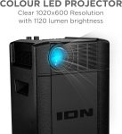 ION Portable Outdoor LED Projector with 30W Speakers, Bluetooth, Rechargeable Battery, Mic, USB and HDMI Connections