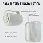 Polk Audio Atrium 4 Outdoor Speakers with Powerful Bass (Pair, White), All-Weather Durability, Broad Sound Coverage, Speed-Lock Mounting System